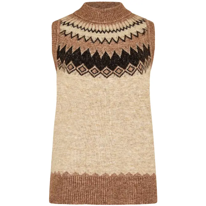 Dubarry Ladies Doyle Fair Isle Knitted Vest Oat Multi
