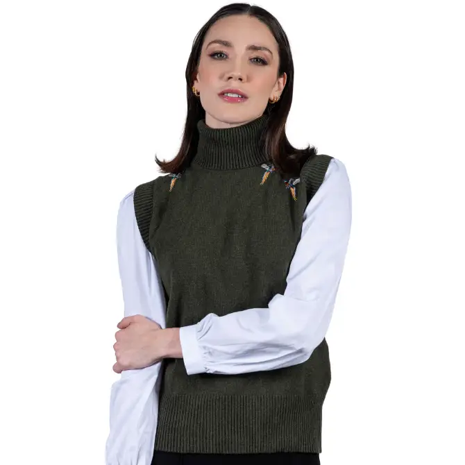 Hartwell Ladies Amara Sleeveless Knit Olive Pheasants