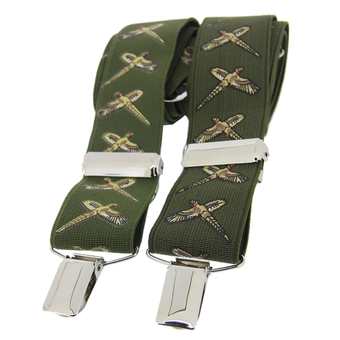 Soprano 35mm X Style Braces Flying Pheasant Green
