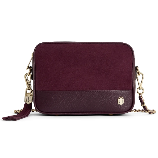 *STOCKIST EXCLUSIVE* Fairfax & Favor Finsbury Cross Body Bag Elderberry Suede