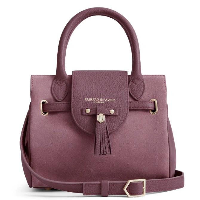 Fairfax & Favor Mini Windsor Handbag Heather Suede