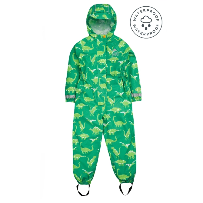 What Makes It Great: Made from 100% Recycled Polyester with a super-soft peached finish Durable water repellent and Fluorocarbon free finish to help prevent stains and extend the life of the all-in-one suit! Fully taped seams Pack away design Waterproof rating: 3000HH In fun and colourful Frugi designs Pass it on: Label at the back of the neck with space to write three names on! 3-piece, elasticated hood with fixed peak Zip fastening Storm placket with soft hook and loop and popper fastenings Internal and chin zip guard Elasticated waist and cuffs Reflective print and piping detailing Adjustable and detachable foot stirrups Handy hanging loop Machine washable at 30 degrees Made from recycled materials Love The Planet You Play On Caring for your Outerwear: Wash At 30 Degrees: Rinse off mud, then wash at 30º max Use Eco-detergent: Use non-biological eco detergent to keep colours bright. Avoid fabric conditioners Hang To Dry: Hang up your Frugi coat to dry, inside out. NEVER tumble dry