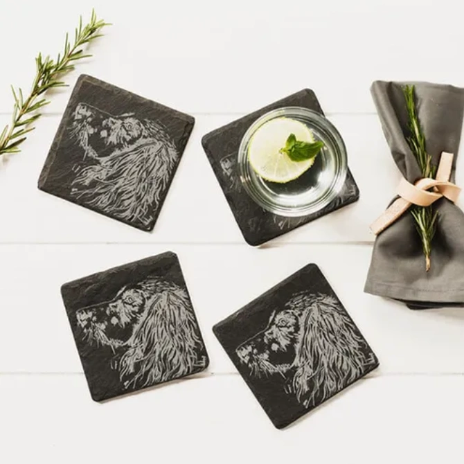 Selbrae House Slate Spaniel Coaster (Set Of 4)