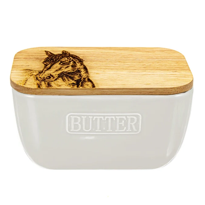 Selbrae House Horse Portrait White Butter Dish