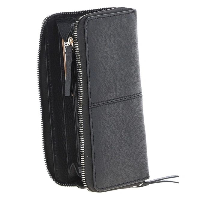 Ashwood Large Zip Around Leather Purse Black