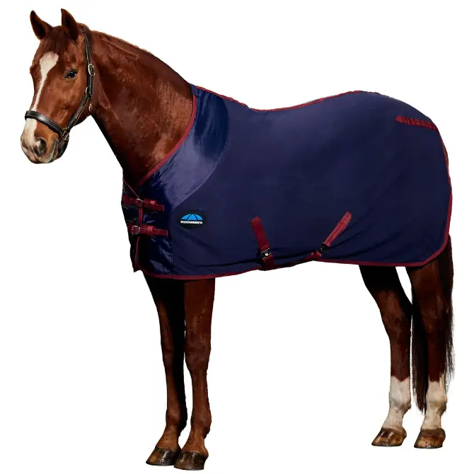 Weatherbeeta Anti-Static Fleece Cooler Rug Navy/Burgundy