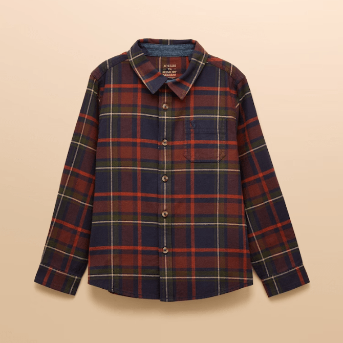 Joules Childrens Buchanan Brushed Flannel Navy/Green Check