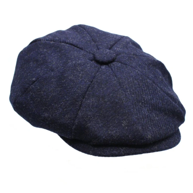Heather Hats Archie Twill Tweed 8 Piece Cap Navy
