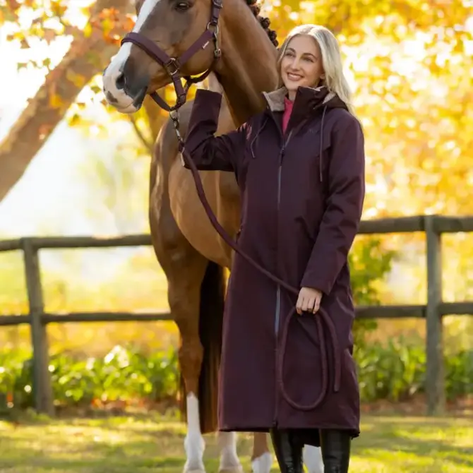 LeMieux Ladies All Elements Robe Coat Damson - Lifestyle