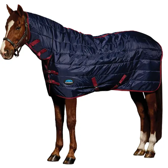 WeatherBeeta ComFiTec 210D Channel Quilt Combo Neck Stable Rug 100G Navy/Burgundy