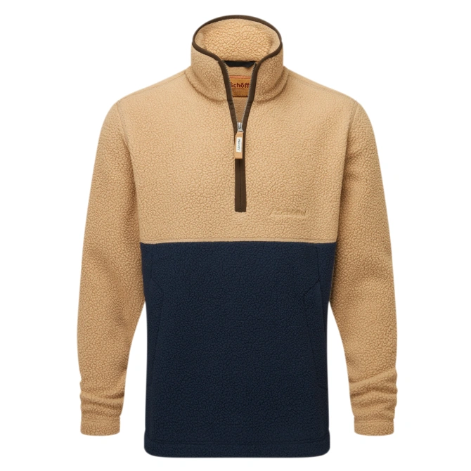 Schoffel Unisex Berkeley Retro Quarter Zip Fleece True Navy/Tan