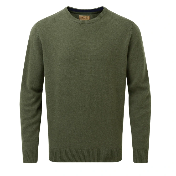 Schoffel Mens Lewis Lambswool Crew Neck Jumper Woodland