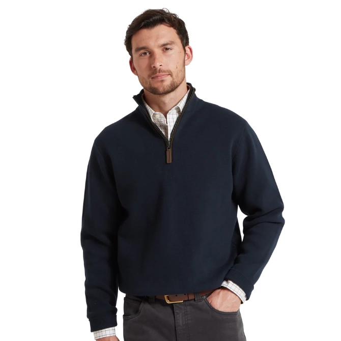 Schoffel Mens Marlow Quarter Zip Jumper Navy