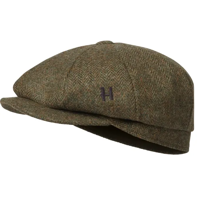 Harkila Mens Kenmore CL. Baker Boy Cap Forest Green/ Herringbone