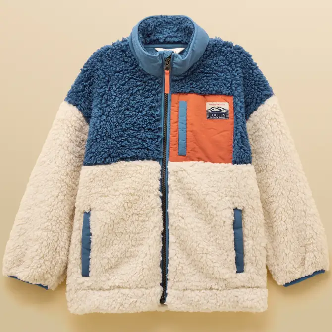 Joules Childrens Billy Zip Fleece Cream/Blue