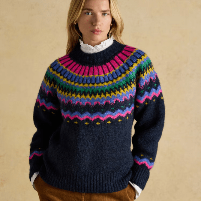 Joules Ladies Charlie Fairisle Knitted Jumper Navy