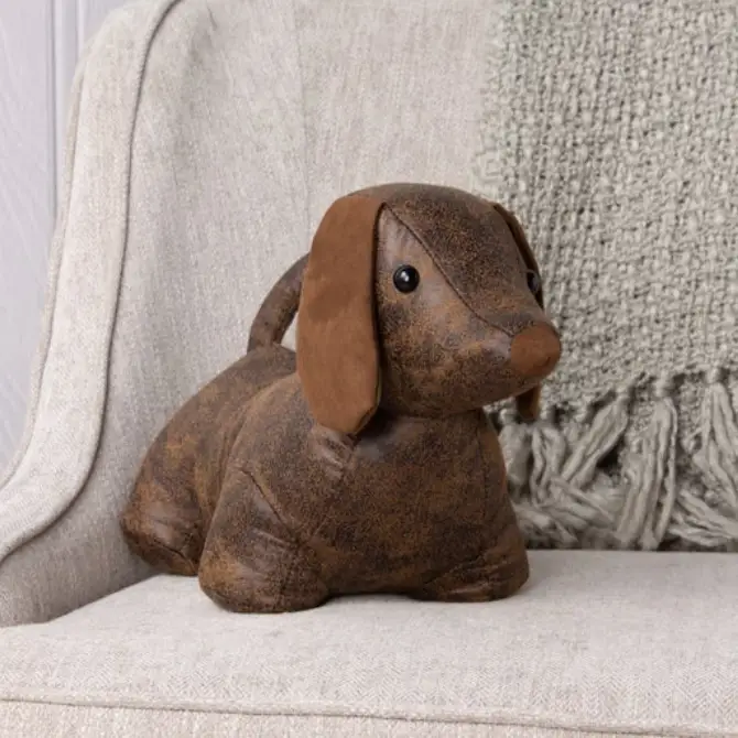 Riva Dexter Dachshund Dog Door Stop Brown