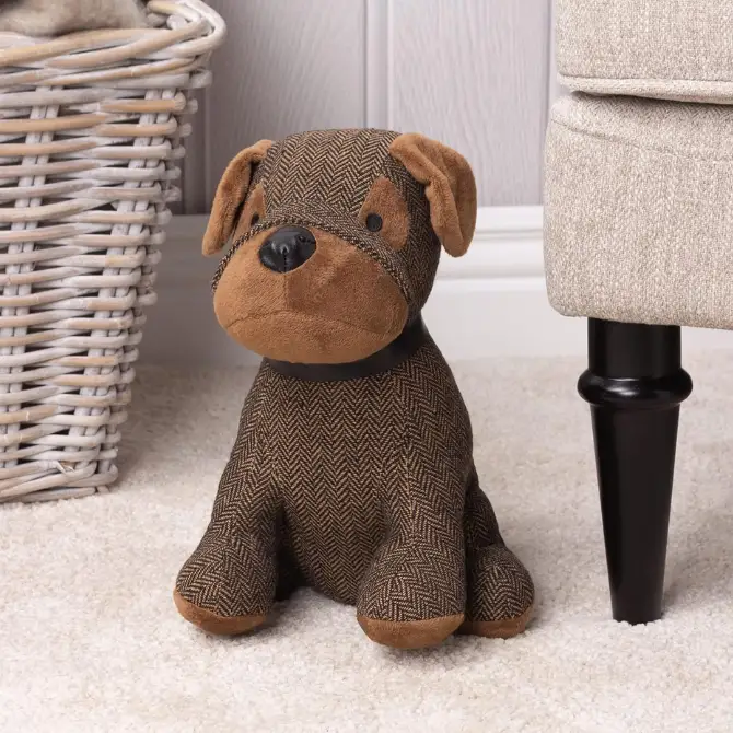 Riva Boston Herringbone Dog Door Stop Brown