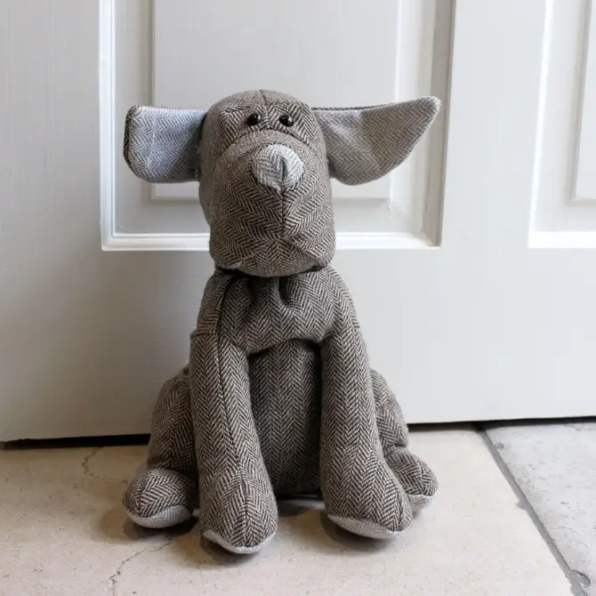 Riva Herringbone Dog Novelty Door Stop Mocha