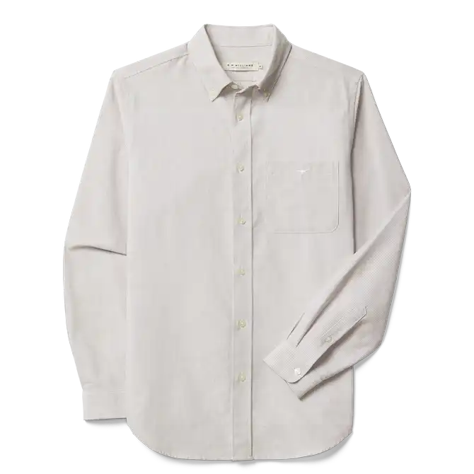 R.M.Williams Mens Rushworth Regular Oxford Shirt White Tan