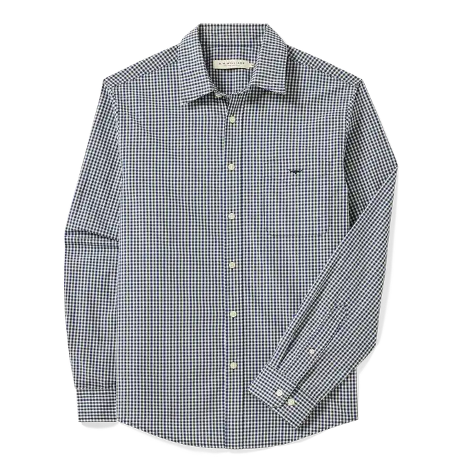R.M.Williams Mens Classic Poplin Check Shirt Navy Char