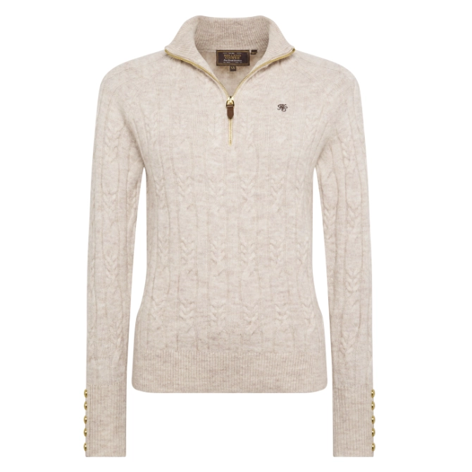 Holland Cooper Ladies Bridget Quarter Zip Knit Barley