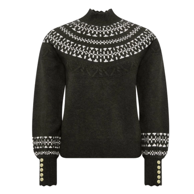 Holland Cooper Ladies Elodie Roll Neck Knit Forest Green