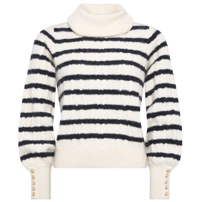Holland Cooper Ladies Frances Cowl Neck Knit Natural Stripe