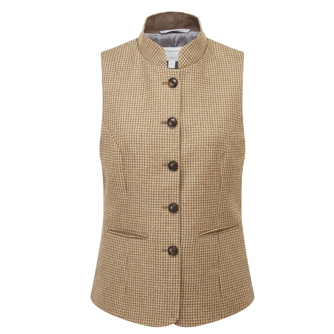 Schoffel Ladies Millport Nehru Waistcoat Houndstooth Tweed
