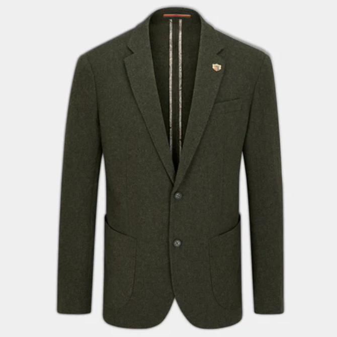 Alan Paine Mens Richmond Knitted Blazer Olive