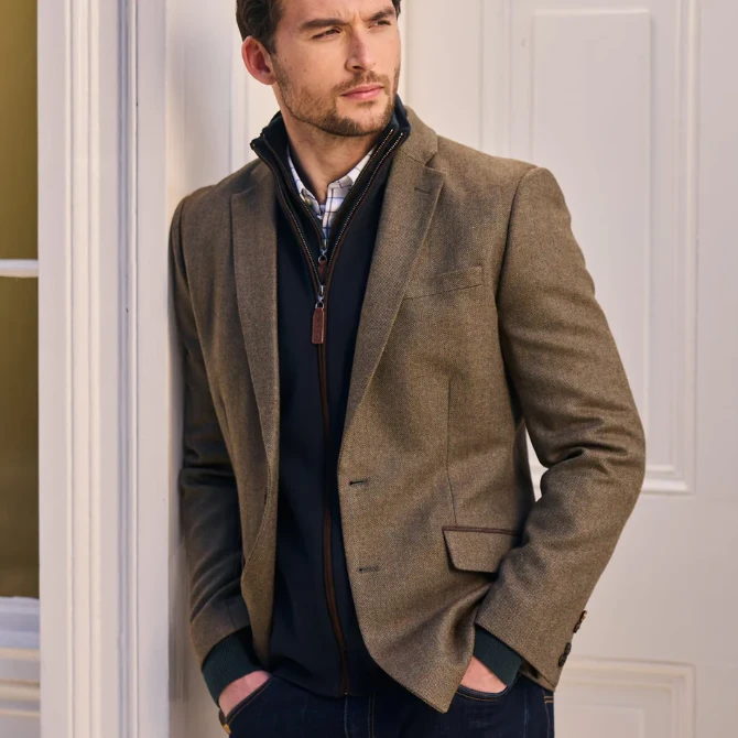 Schoffel Mens St Andrews Tweed Sports Jacket Loden Green Herringbone