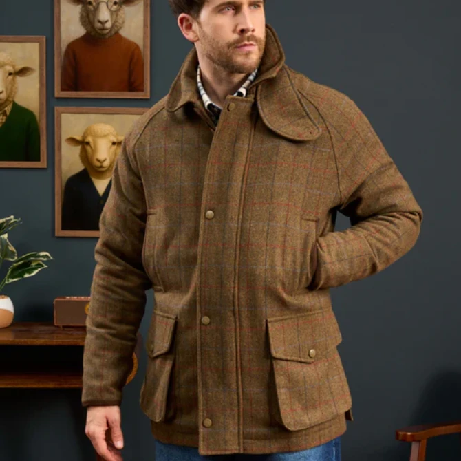 Alan Paine Mens Surrey Waterproof Tweed Coat Hawkswood