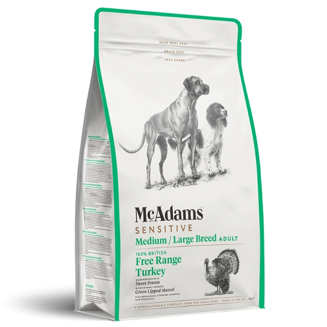McAdams Free Range Turkey Medium/Large Breed Dog Food 2kg