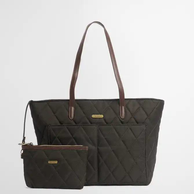 Barbour Quilted Tote Bag Olive