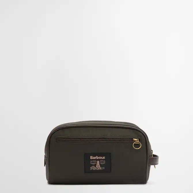 Barbour Wax Washbag Olive Beacon