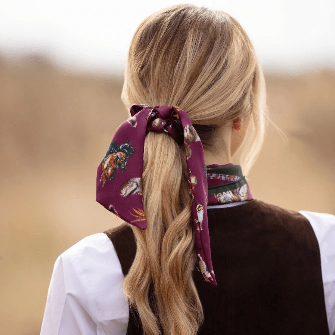 Clare Haggas It's A Dogs Life Oxblood Red Medium Tail Silk Scrunchie