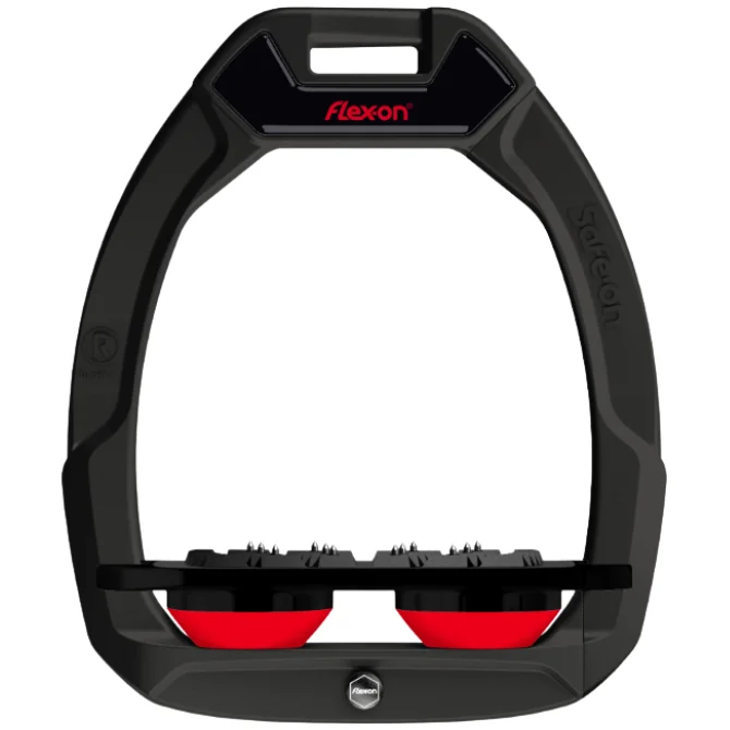Flex On Safe On Safety Stirrup Adults Flat Bed Ultra Grip Black/Red