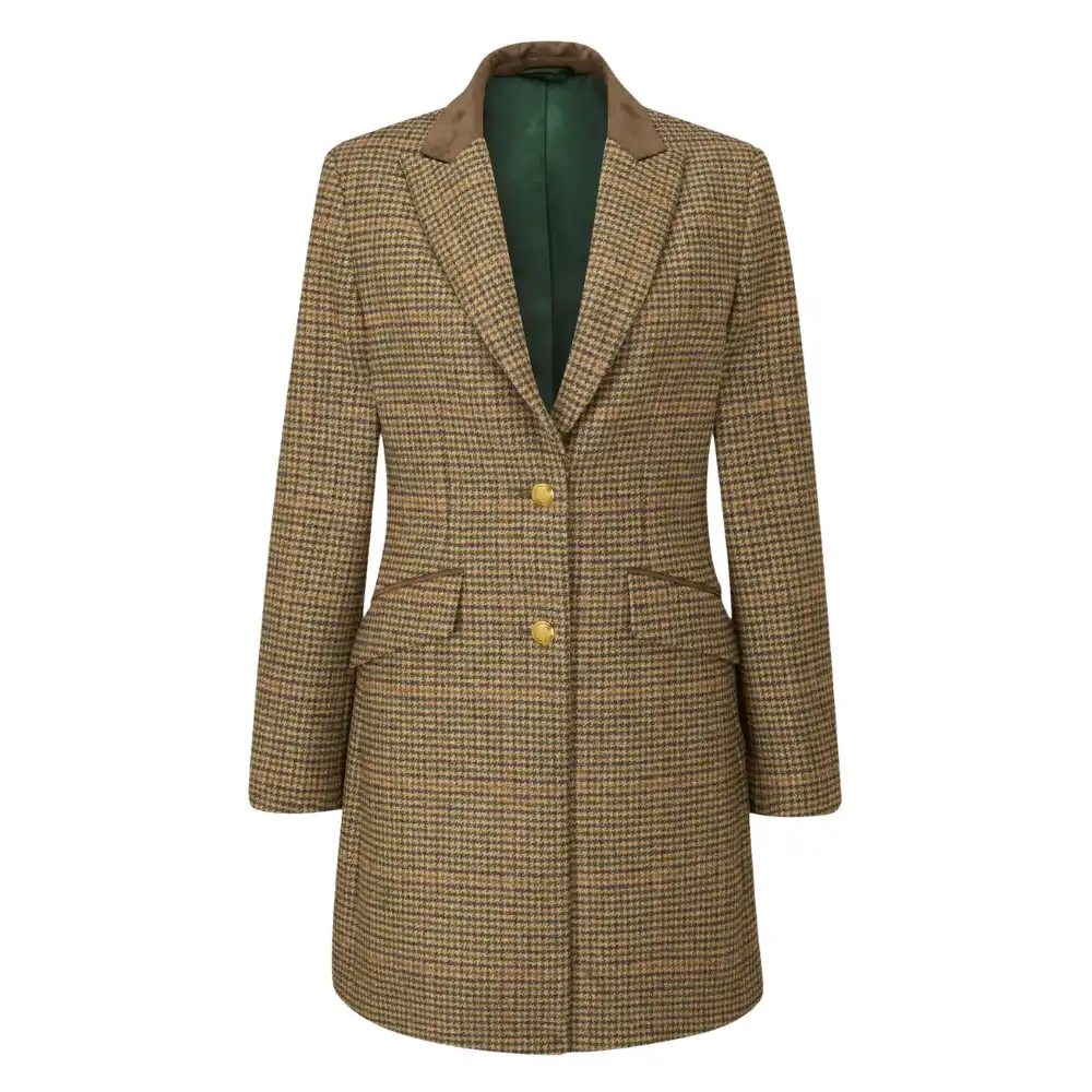 Alan Paine Ladies Surrey Mid Thigh Tweed Coat Sycamore