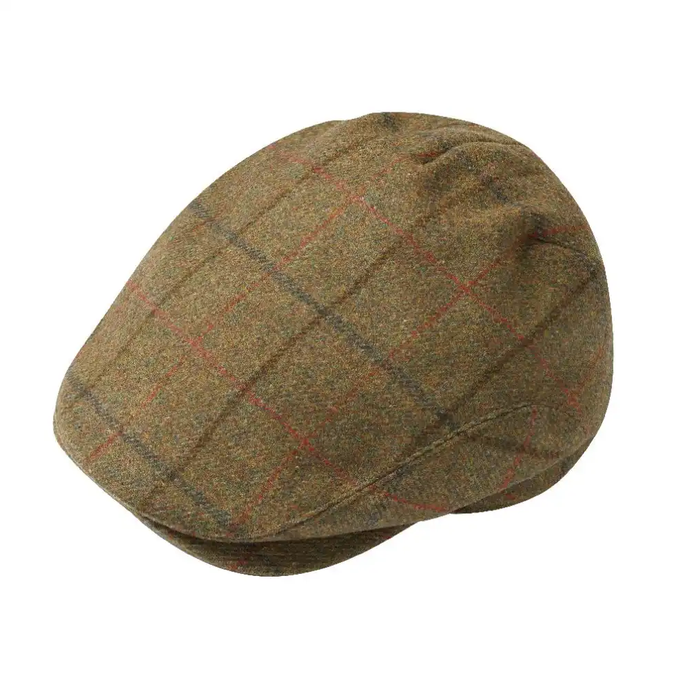 Alan Paine Mens Combrook Extended Peak Tweed Flat Cap Thyme