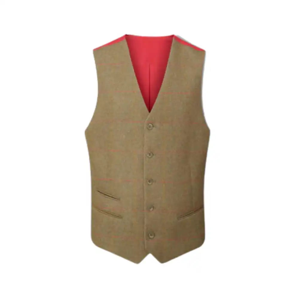 Alan Paine Mens Combrook Tweed Lined Back Waistcoat Hawthorn