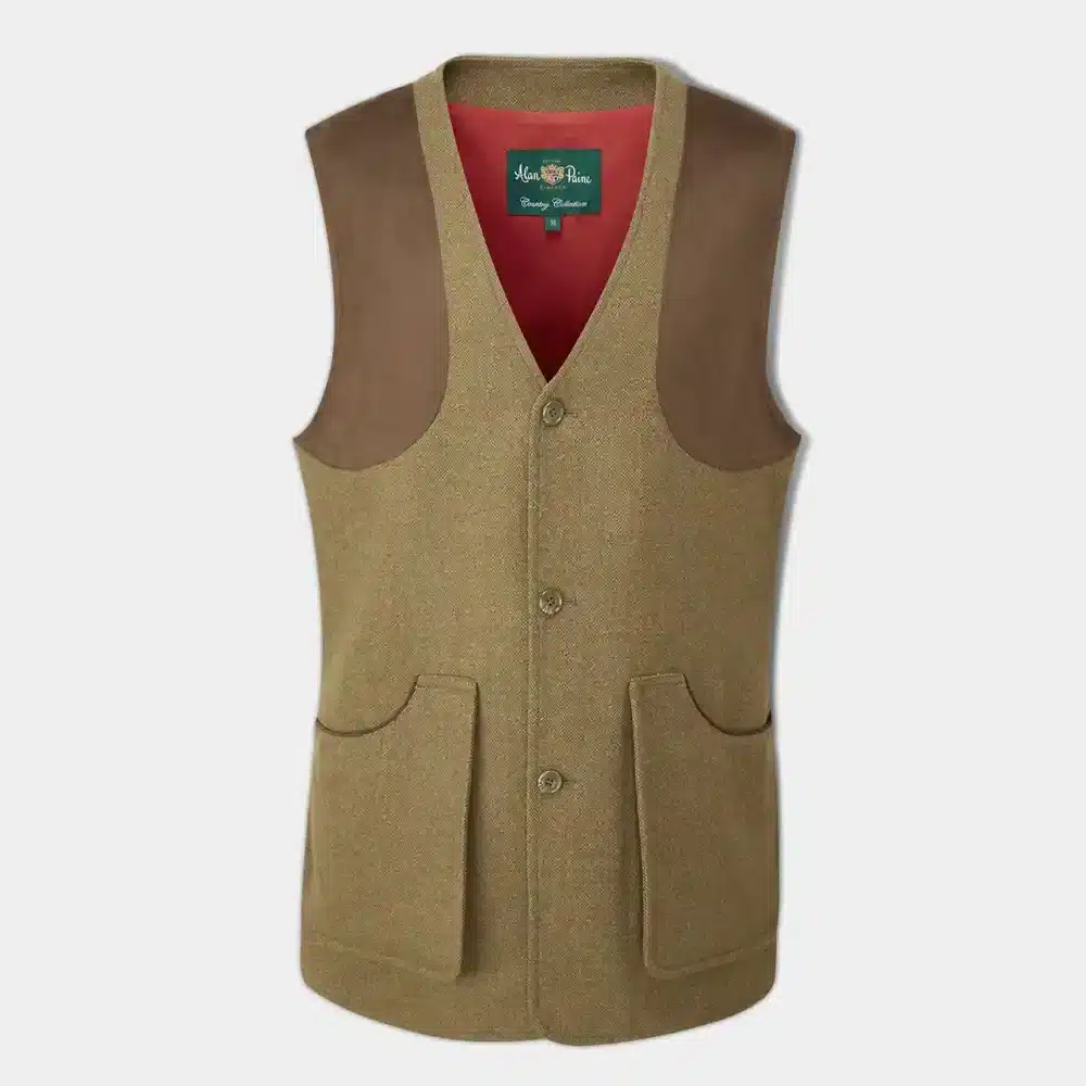 Alan Paine Mens Combrook Tweed Shooting Waistcoat Hawthorn