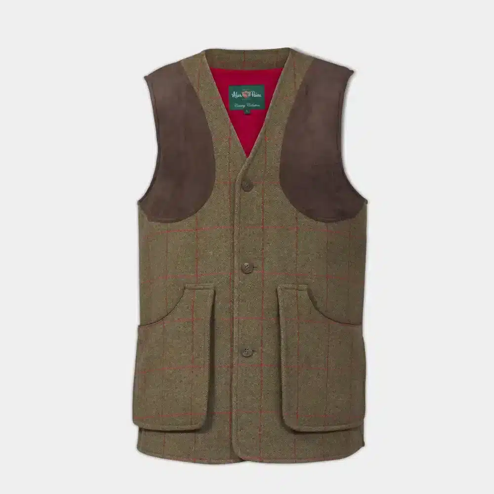 Alan Paine Mens Combrook Tweed Shooting Waistcoat Sage