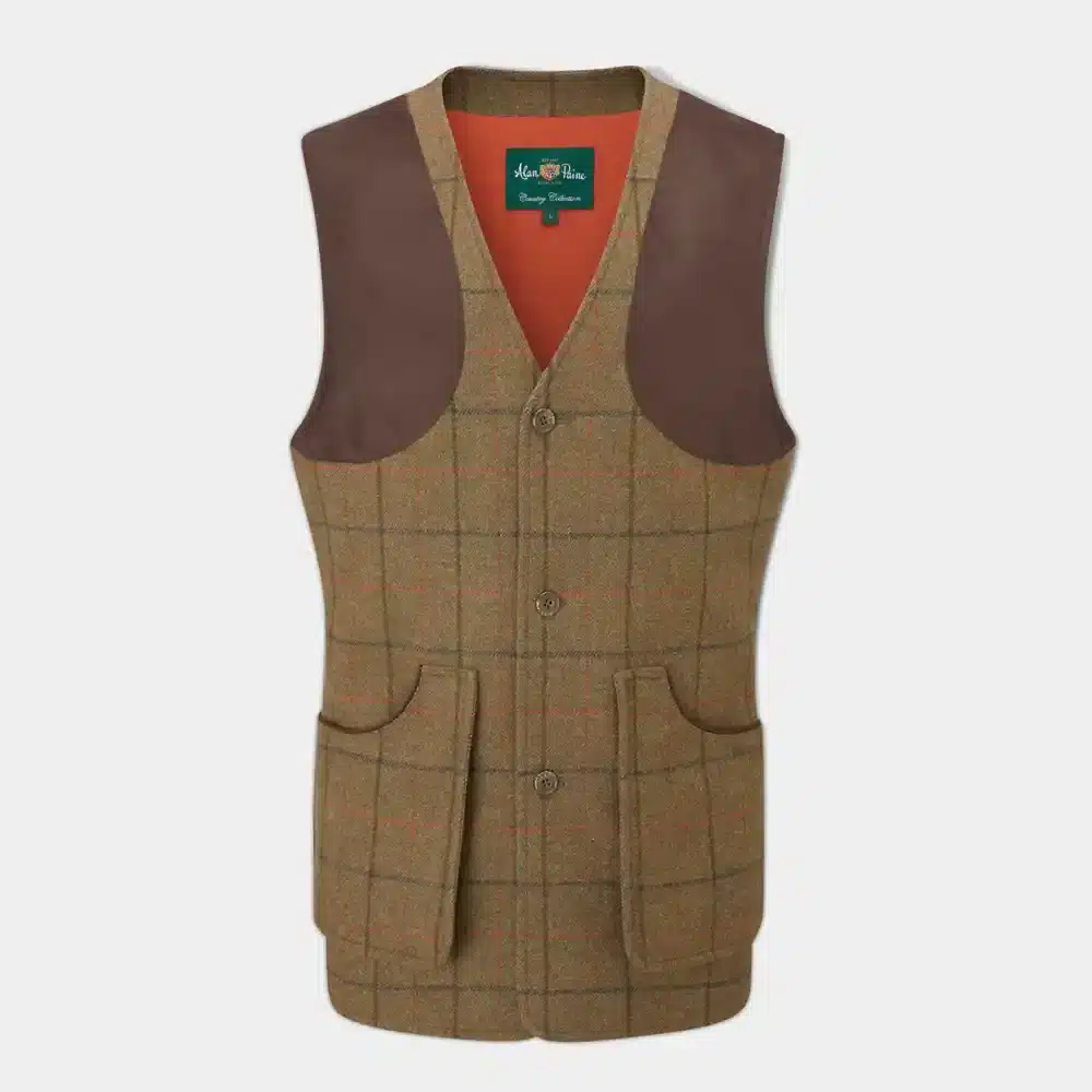 Alan Paine Mens Combrook Tweed Shooting Waistcoat Thyme