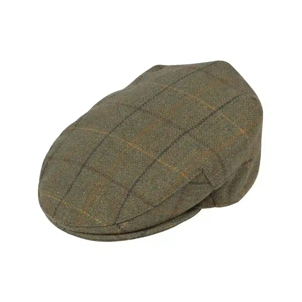 Alan Paine Mens Rutland Tweed Flat Cap Dark Moss