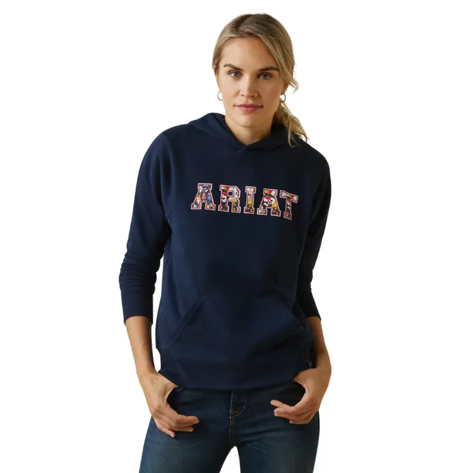 Ariat Ladies 3D Logo 2.0 Hoodie Navy Red