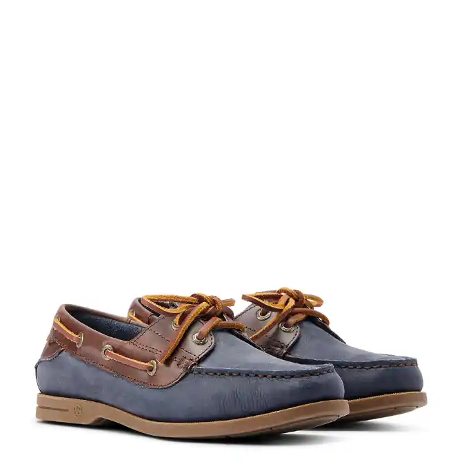 Ariat Ladies Antigua Deck Shoe Navy Chocolate