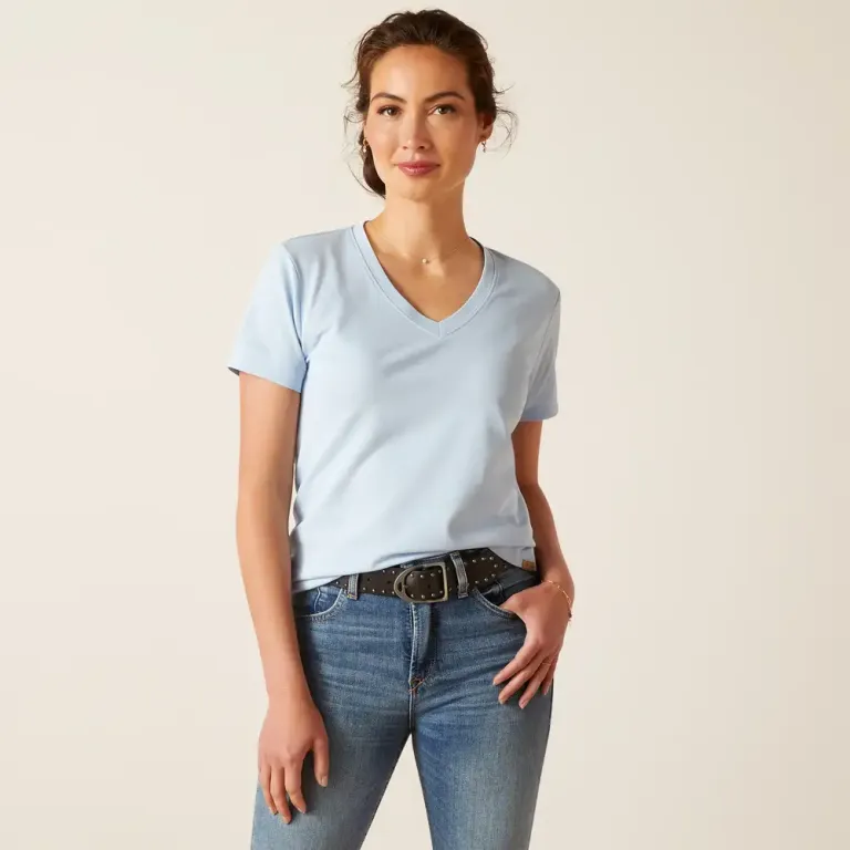 Ariat Ladies Fairford Short Sleeve Tee Chambray Blue