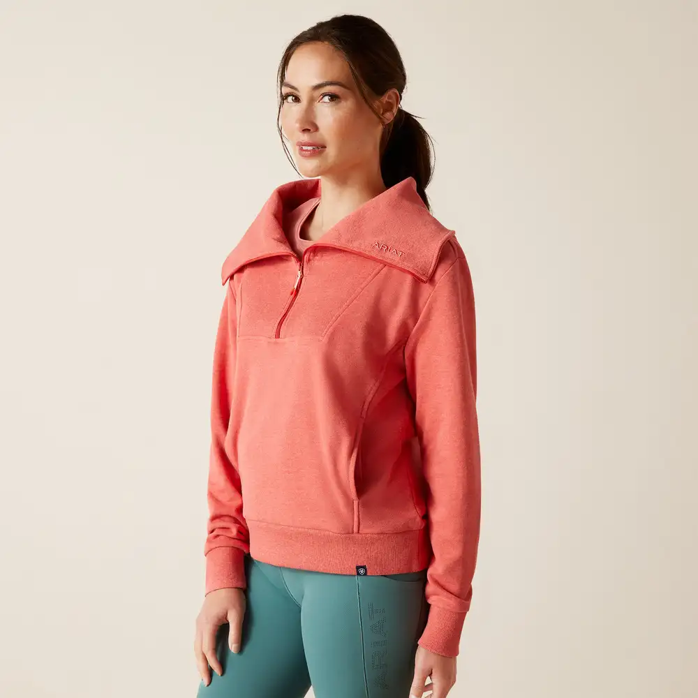 Ariat Ladies Fern Half Zip Sweatshirt Heathered Baked Apple