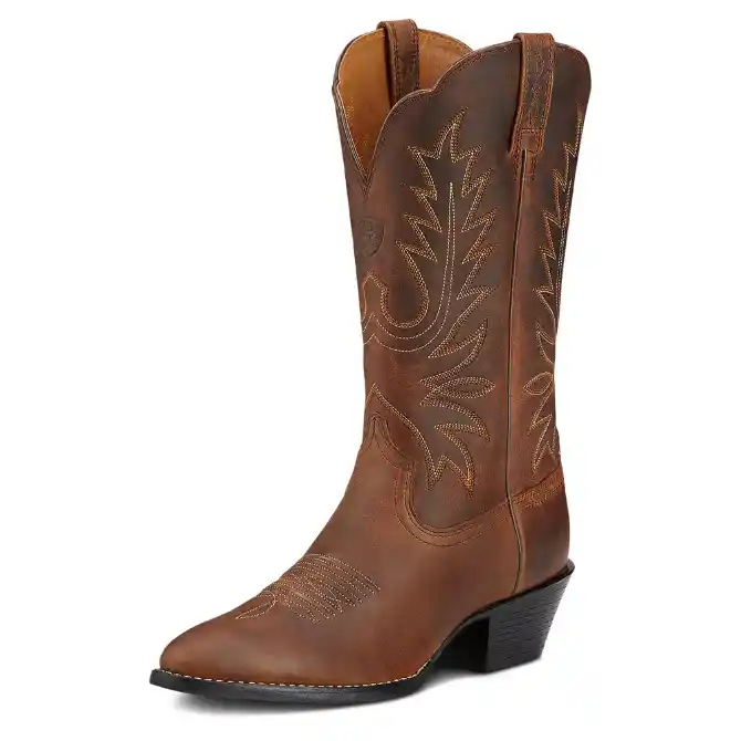 Ariat Ladies Heritage R Toe Western Boot Distressed Brown