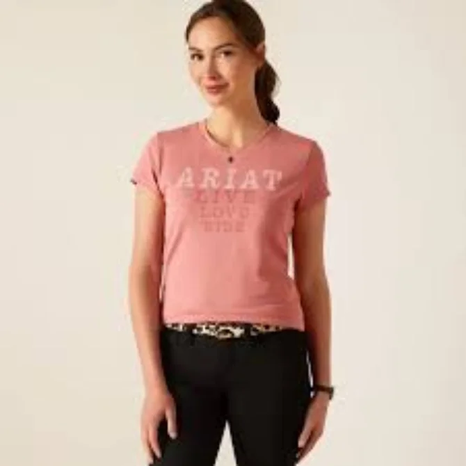 Ariat Ladies Live Love Ride Short Sleeve Tee Dusty Rose